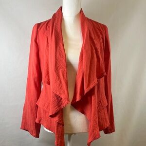 Lov Posh 100% Linen Drape Front Blazer Jacket Relaxed Fit Lightweight Boho